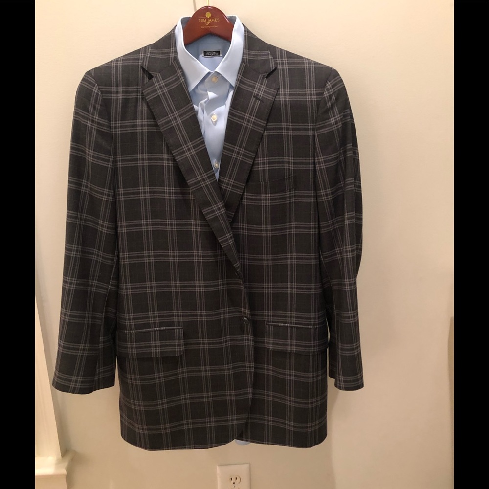 Tom James charcoal plaid blazer